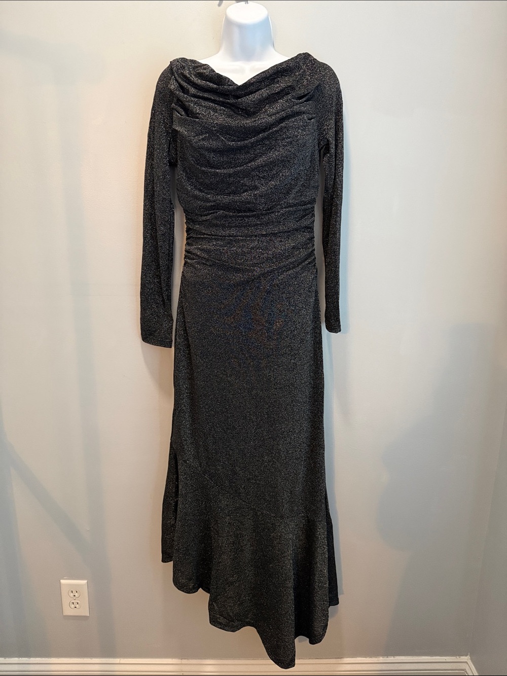 Popilush Shapewear Black Metallic Long Mermaid Maxi